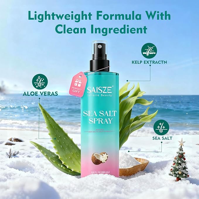Sea Salt Spray for Women and Men, Travel Essentials, Beach Vacation Essentials, Textured Beach Waves & Volume for Curly Hair, Coconut Surf Spray, Gifts for Teen Girls, 8.8 oz