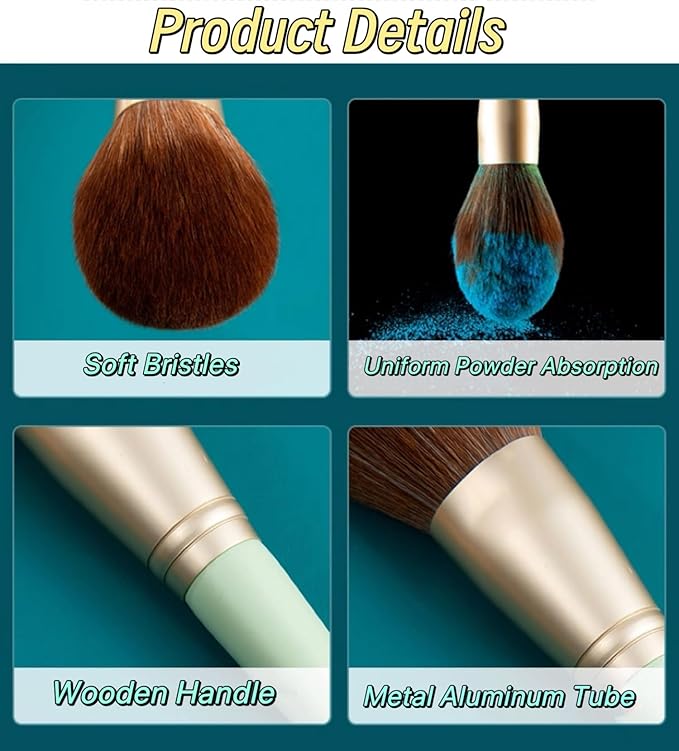 14 Pcs Makeup Brush Set, Cosmetic Brushes for Foundation, Concealer, Eyeshadow, Blush, Powder & Contouring, Professional Beauty Makeup Tools for Women & Beginners(Mint Green)