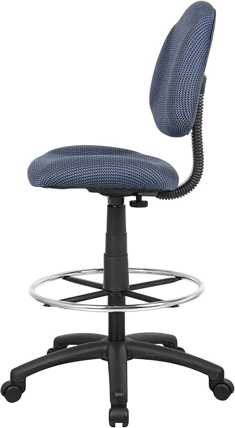 Boss Office Products Ergonomic Works Drafting Chair Without Arms in Blue, mid-Back (B1615-BE)