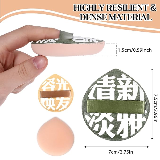 4 Pcs Korean Makeup Sponge, Soft Teardrop Setting Powder Puff Makeup Cushion Puff Sponge for Foundation Concealer, Liquid, Cream, and Powder (Large Size) - B