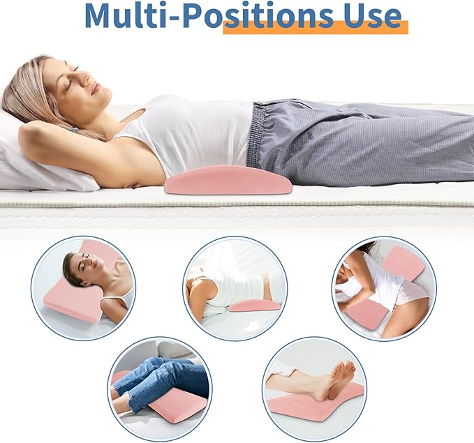 Lumbar Support Pillow for Bed: Memory Foam Lower Back Pain Relief Pillow for Sleeping, Ergonomic Waist Pillow for Side & Back Sleepers, Sciatica & Hip Pain Relief with Wedge Body Positioner Covers