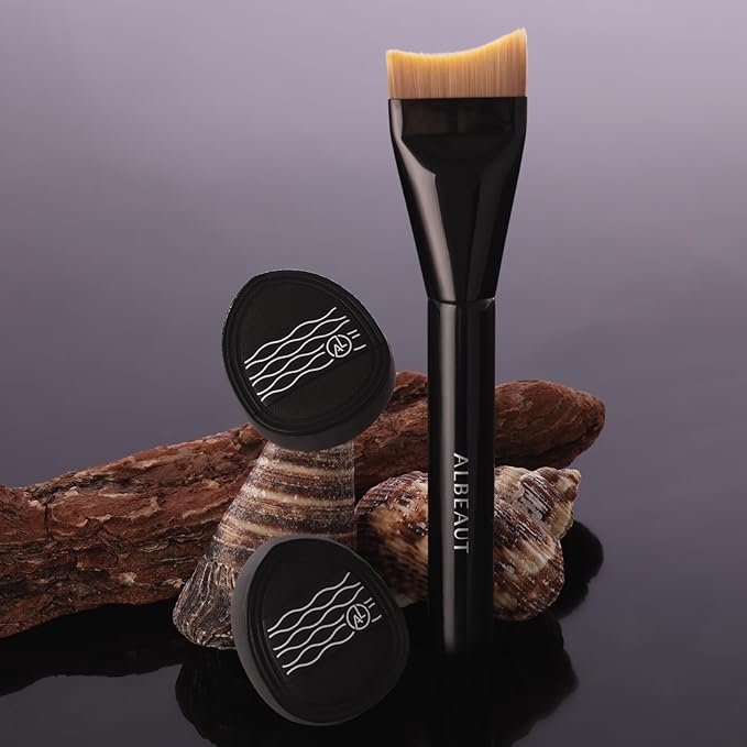 Liquid Foundation Brush Set 2pcs Air Cushion Puff for Cream/Liquid Formulas Portable Makeup Tools for Foundation Concealer Blush