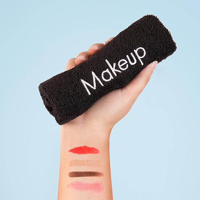 Arkwright Makeup Remover Cloths 6 Pack - 100% Cotton Face Towels, Soft Reusable Washcloths, Gentle Facial Cleansing for Waterproof Makeup, 13 x 13, Black