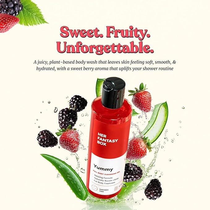 Her Fantasy Box Yummy | Body Wash - Indulgent, Luxurious Body Wash for Deep Cleansing, Moisturizing, and Nourishing Skin - Refreshing Scent for All Skin Types - 16 oz