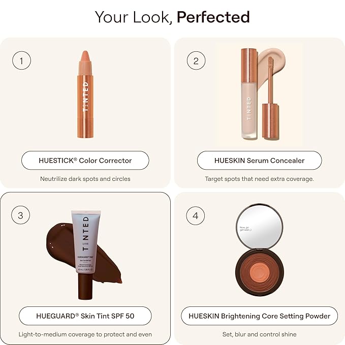 Live Tinted Hueguard Skin Tint SPF 50 - Tinted Mineral Sunscreen with Light-Medium Buildable Coverage With a Hydrating and Radiant Finish - Water and Sweat Resistant, 1.35 fl oz - Shade 08