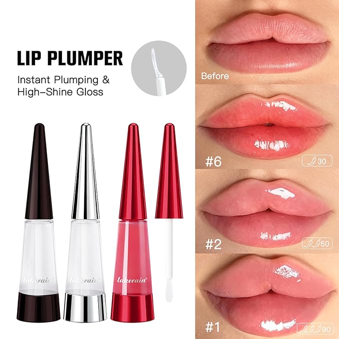Instant Plumping & High-Shine Gloss Plumping Lip Oil - Ultra-Hydrating & Nourishing, Glossy Finish Lip Glow Oil, Instant Volumizing Effect, Smooth, Soft, Juicy Lips (#3 Crystal)