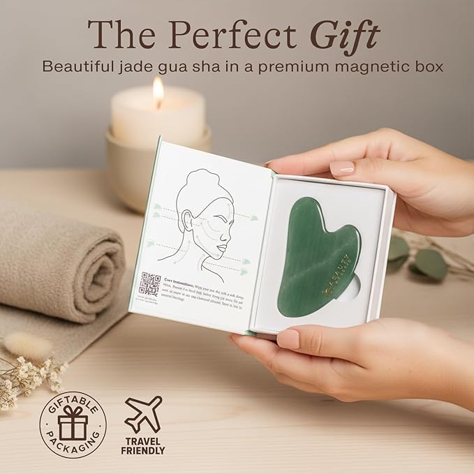 Beauty by Earth Jade Gua Sha Facial Tools - Face Sculpting & Massager Tool for Lymphatic Drainage & Jawline Sculpting, Guasha Tool for Face, Eye Depuffer Skin Care Tools