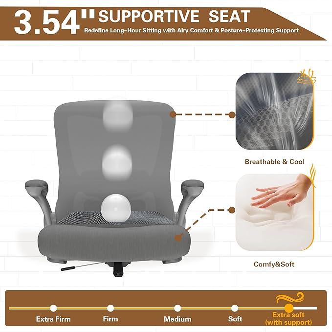Ergonomic Office Chair - High Back Desk Chair with Adjustable Lumbar Support, Breathable Mesh Back, 330LBS Capacity, Easy Assembly, for Home Office Executive Computer Task
