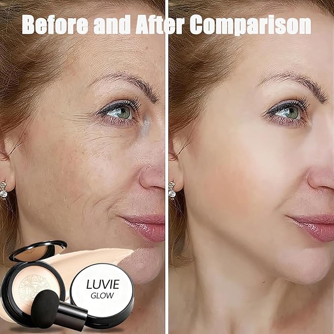 Foundation for Older Women | Perfect for Light/Medium Complexions | Mushroom Head Air Cushion CC Cream - BB Cream Foundation for Mature Skin Makeup Concealer Long Lasting Full Coverage (Natural color)