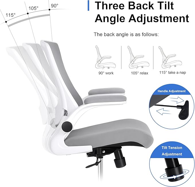Misolant Tall Office Chair, Drafting Chair for Standing Desk, High Office Chair with Adjustable Lumbar Support, Flip-up Arm and Footrest Ring, Tall Drafting Chair for Bar Height Desk