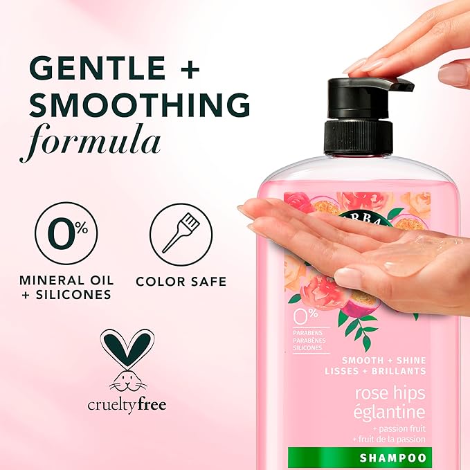 Herbal Essences Shampoo & Conditioner Set, Rose Hips + Passionfruit - Smooth Collection, Paraben-Free, Color-Safe, Shiny Hair with Jojoba & Vitamin E, 29.2 Fl Oz Each, 2-Pack