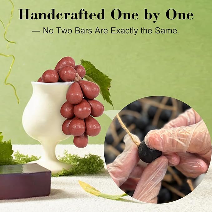 Grape Shaped Natural Handmade Soap Bar, Decorative Bath & Body Soap Gift for Women, Packed in Elegant Gift Box, Red