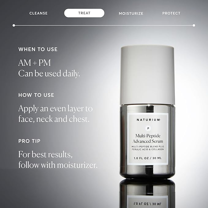 Naturium Multi-Peptide Advanced Serum, Firming & Smoothing Face Serum for Fine Lines & Wrinkles with Advanced Multi-Peptide Blend, 1 oz