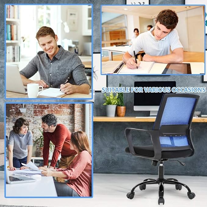BestOffice Office Chair Desk Chair Computer Chair Swivel Rolling Executive Lumbar Support Task Mesh Chair Adjustable Stool for Women Men, Blue