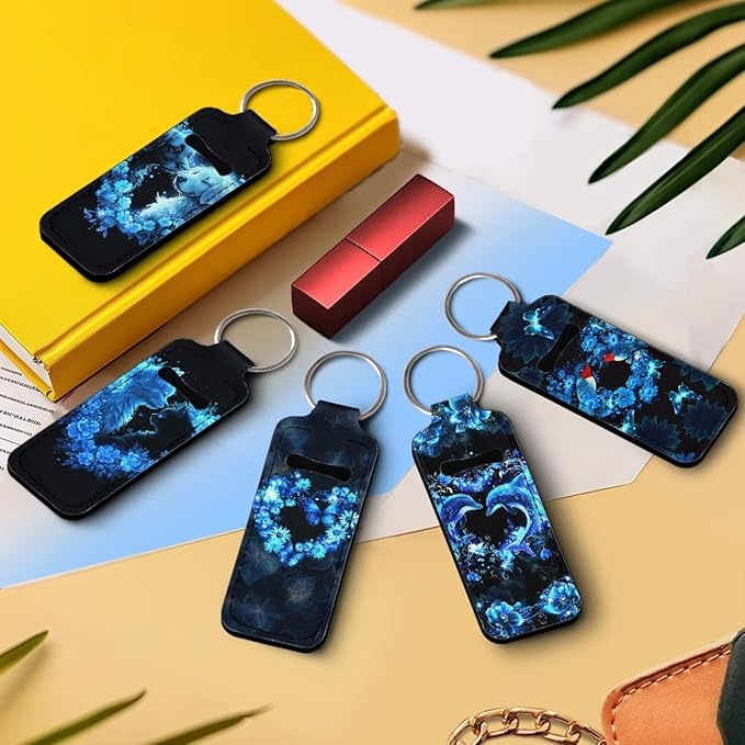 Pensura Chapstick Holder Keychain Fashion 5 Pcs Car Keychain Holder Portable Chapstick Holder Keep from Scratched and Dust