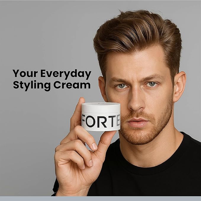 Forte Series Hair Styling Cream, 3 oz, Medium Hold, Light Cream, Volumizing & Thickening Cream for Men, Water Soluble Hair Texturizer for Easy Washout