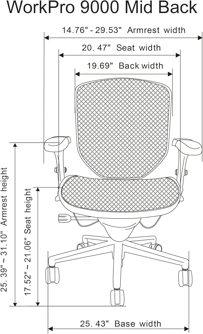 WorkPro® Quantum 9000 Series Ergonomic Mid-Back Mesh/Mesh Chair, Black