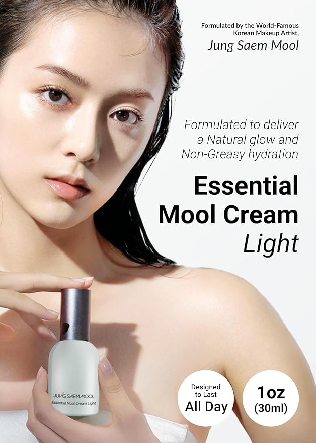 JUNG SAEM MOOL Essential Mool Cream | Hydrating Primer for a Long-Lasting Foundation Makeup, Glow Finish, Centella and Panthenol for Glass Skin, Korean Skincare (Light, 1 Fl Oz)