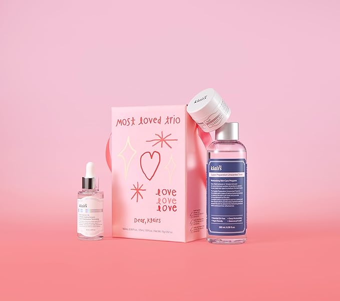 DearKlairs Most Loved Skincare Set - Unscented Toner, Vitamin Serum, E Mask | Korean Glass Skin Routine | Sensitive Skin-Friendly, Valentines Gifts for Women, Hydrating, Revitalizing