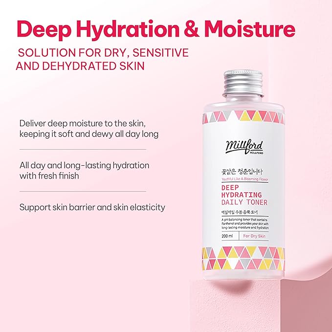 Deep Hydrating Daily Toner 6.76 fl oz (200 ml) - pH-Balancing, Alcohol-Free & Fragrance-Free Toner with Panthenol (Vitamin B5) & Betaine to Strengthen Moisture Barrier, Korean Skincare