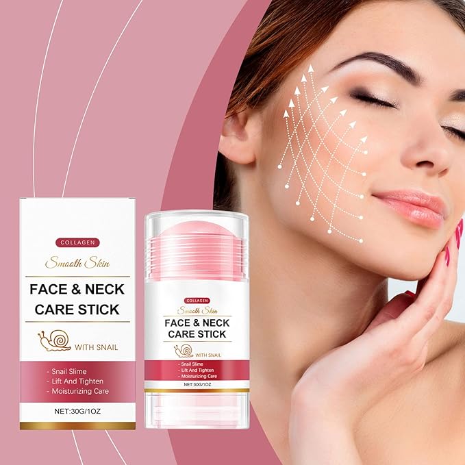 Collagen Face Stick, Snail Mucin Face Moisturizer with Collagen Day & Night Lifting & Firming Moisturizing Anti Aging Repair Cream Anti Wrinkle Facial Moisturizer Balm Stick for All Skin Types ﻿