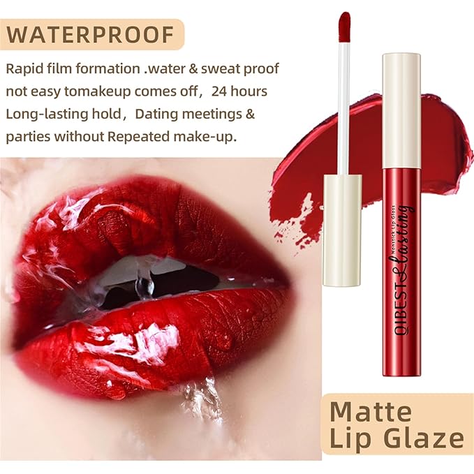 12Pcs Nude Matte Liquid Lipstick Set, Waterproof Long Lasting Non-Stick Cup Nude Brown Dark Red Lipstick 24 Hour Matte Lipstick Professional Lip Gloss Makeup Valentine's Day Gifts for Women (Set C)