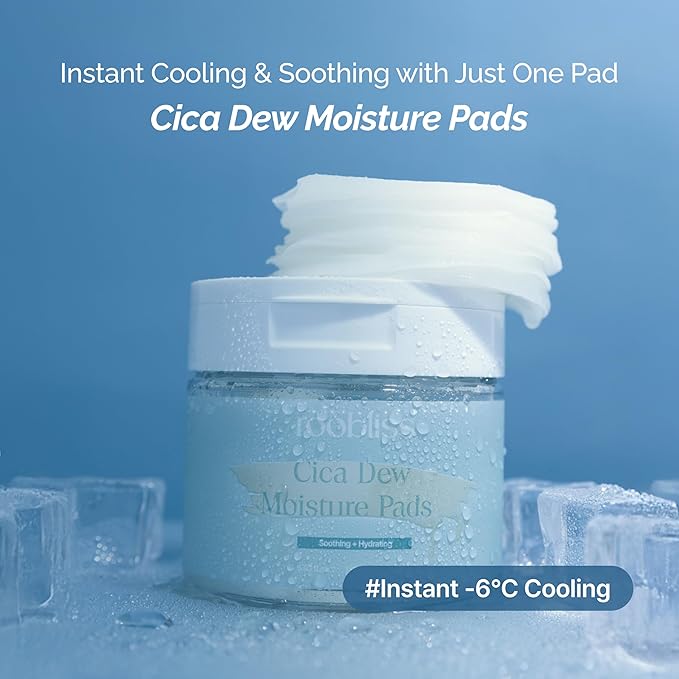 CICA Dew Moisture Pads | Cooling CICA Toner Pad for Sensitive Skin | Hydrating Soothing with Centella Asiatica Niacinamide & Hyaluronic Acid | Korean Skincare | 70 Pads (6.08 fl oz / 180 mL)