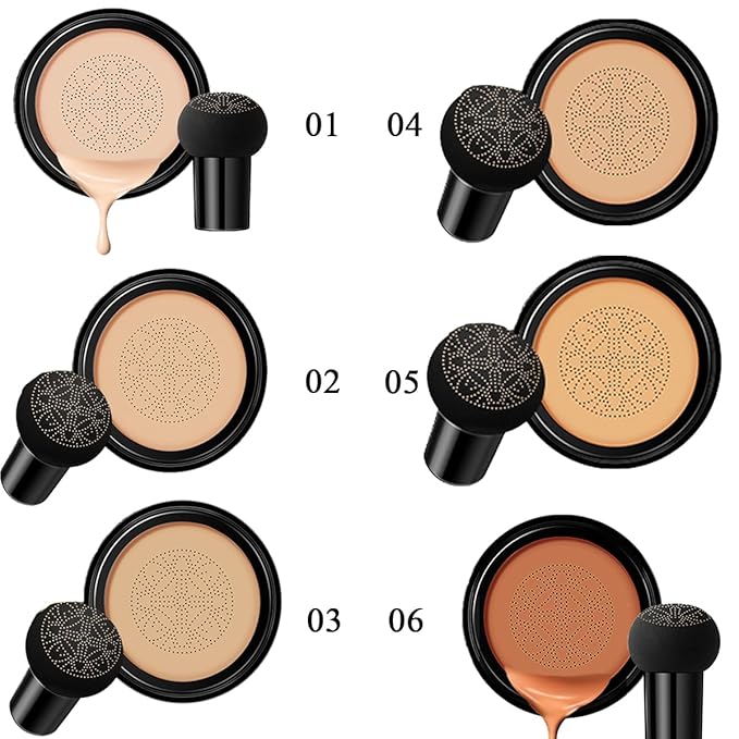 Air Cushion CC Cream Mushroom Head Foundation,BB Cream Makeup Foundation,Moisturizing Concealer,Long Lasting Full Coverage Waterproof,Even Skin Tone for All Skin Types (4# Nude, 20g)