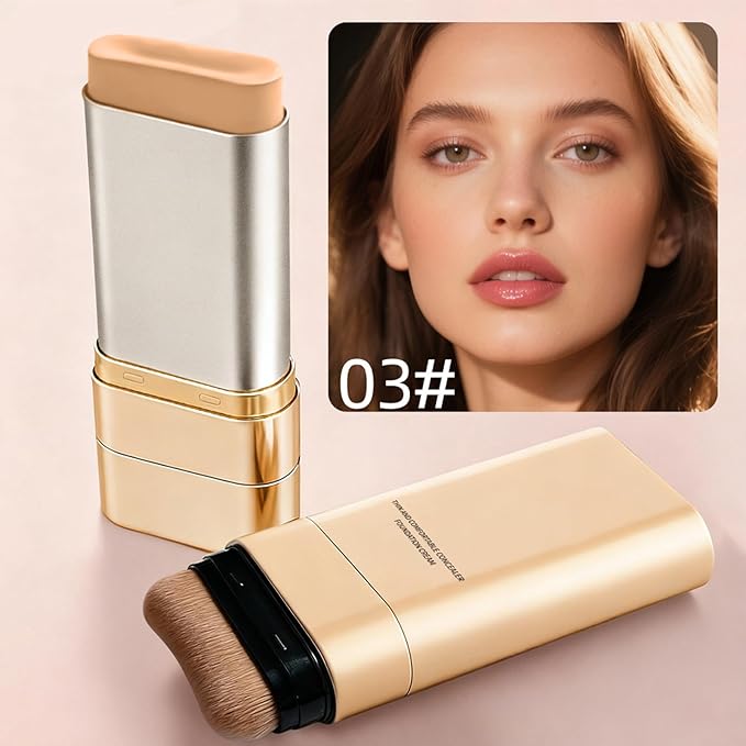 Luminous Dual-Ended Concealer Foundation Stick, Foundation Stick Korean 3 in 1, Multi-use Double Head Foundations Make up Sticks, Sweat-Proof for All Skin Types (#02 Natural Color)