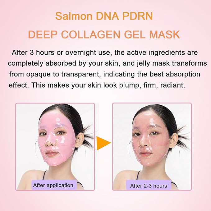 Salmon DNA PDRN Collagen Jelly Gel Mask,Overnight Face Mask,Hydrogel Mask with Niacinamide, Peptide for Glass Glow Skin - Elasticity, Hydrating, Firming,Plump,Fine Lines,Skincare 5ea