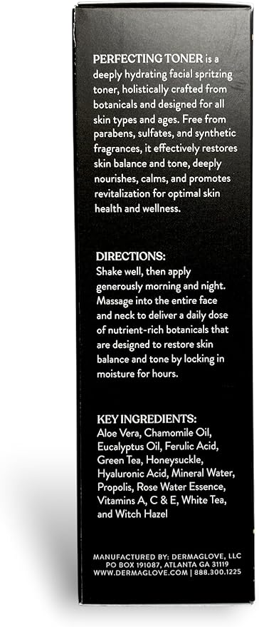 Perfecting Toner - Hydrating & Brightening Facial Mist with Rose Water, Aloe, Witch Hazel & Vitamins A, C, E - 4 Fl Oz (Pack of 1)