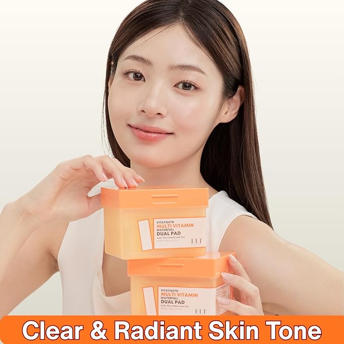 ELT Multi Vitamin Mega Dual Sized Toner Pads - 100% Vegan Certified with Niacinamide for Uneven Skin Tone - Cleansing & Deep Hydrating Dual Sided Toner Pads - Korean Skin Care, 80 Pads