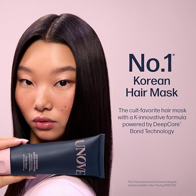 UNOVE Deep Damage Repair Hair Mask - Protein Hair Treatment & Hair Mask for Damaged Hair | Deep Conditioning & Keratin Hair Mask for Dry, Frizzy Hair | Korean Hair Care | Tender Bloom, 7 fl oz