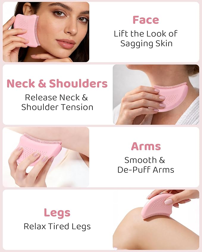 Lymphatic Contour Face Brush XANGNIER Upgrade Silicone,Facial Sculpting Brushes for Lymphatic Drainage,Lymph Dry Brush,Skin Care Massager Tools-Gua Sha,Depuffer,Detox & Lift,Improves Skin Glow,2 PCS
