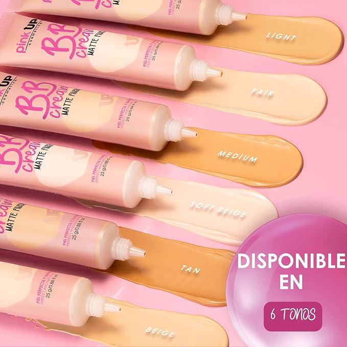 PINK UP BB Cream Matte Finish | BB Cream| Face Make Up | Foundation | Unifies your skin tone in a natural way | Light coverage makeup | Moisturizing | Matte finish | Color Medium | Model PKBBC02