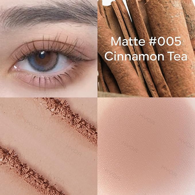 KYDA Nude Rosy Brown Matte Eyeshadow Single, Matte Brown Eyeshadow for Eyes and Brows, Ultra-fine Lightweight, Crease-proof High Pigmented Formula, Netural Mini Eyes Makeup, Cinnamon Tea
