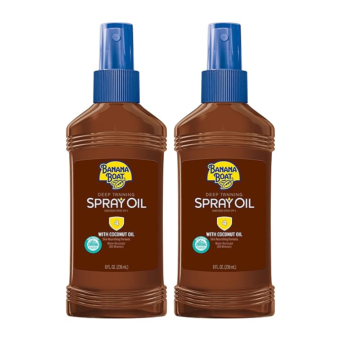 Banana Boat Deep Tanning Oil Spray SPF 4 | Dark Tanning Oil with SPF 4 Sunscreen, Water Resistant, 8Fl Oz each Twin Pack