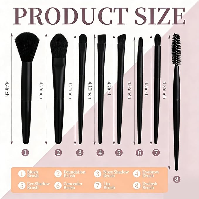 16 Sets Travel Makeup Brush Set Synthetic Fiber Face Foundation Make up Brushes Bridesmaid Gift with Travel Makeup Bag for Wedding Bridal Shower Favors Bachelorette Party Gift (Black)