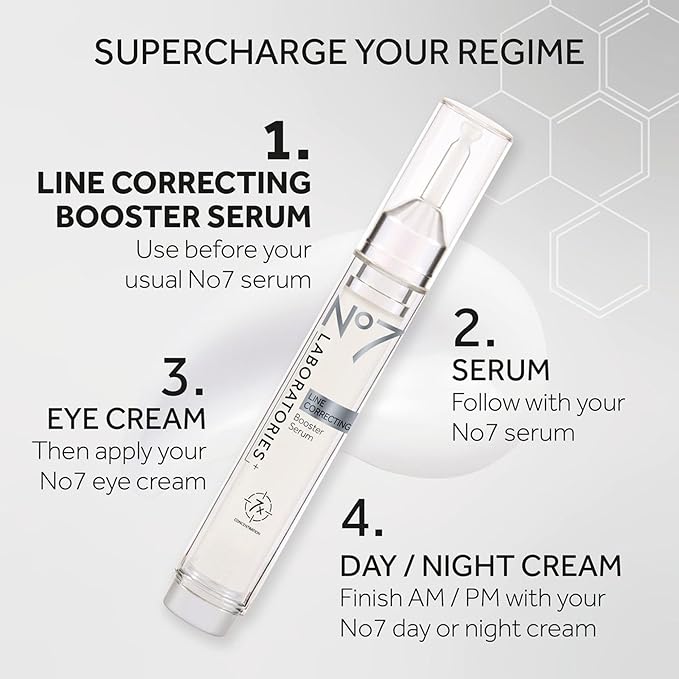 No7 Laboratories Line Correcting Booster Serum - Potent Collagen Peptide Serum for Fine Lines and Wrinkles - Moisturizing Formula for All Aging Skin Types (25 ml)