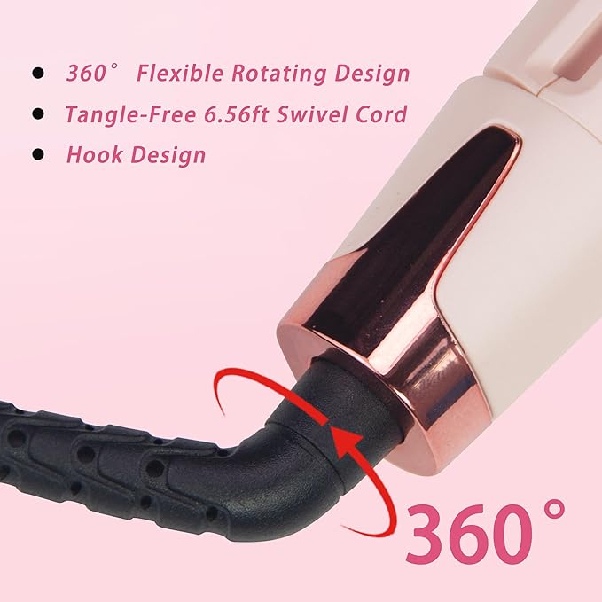 ANGENIL Pro Hair Straightener and Curler 2 in 1, Twist Flat Iron Hair Straightener for Women, Dual Voltage Round Pink Flat Iron with Anti-Scalding Silicone Mat, 11 Adjustable Temp for All Hair Types