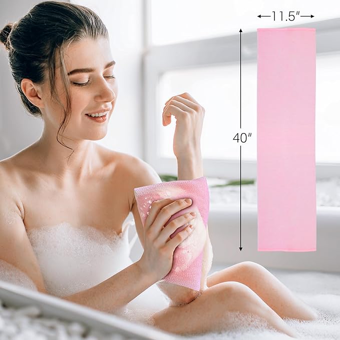 Yiclick Exfoliating Washcloth Towel, Japanese Exfoliating Wash Cloth, Korean Body Scrubber Exfoliator, Back Scrubber Washer for Shower Bath, Body Scrub African Net Sponge Loofah Luffa Colors