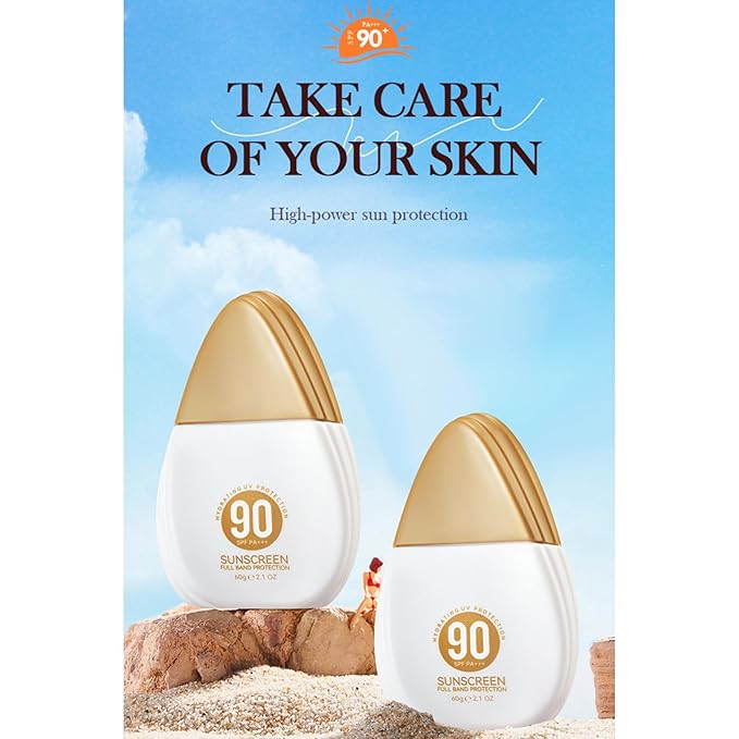 TiaoBug 60g Lightweight Sunscreen for Women Girls UV Protection Face Cream Non Greasy Sunblock Moisturizing Smooth Texture Daily Use Gold One Size