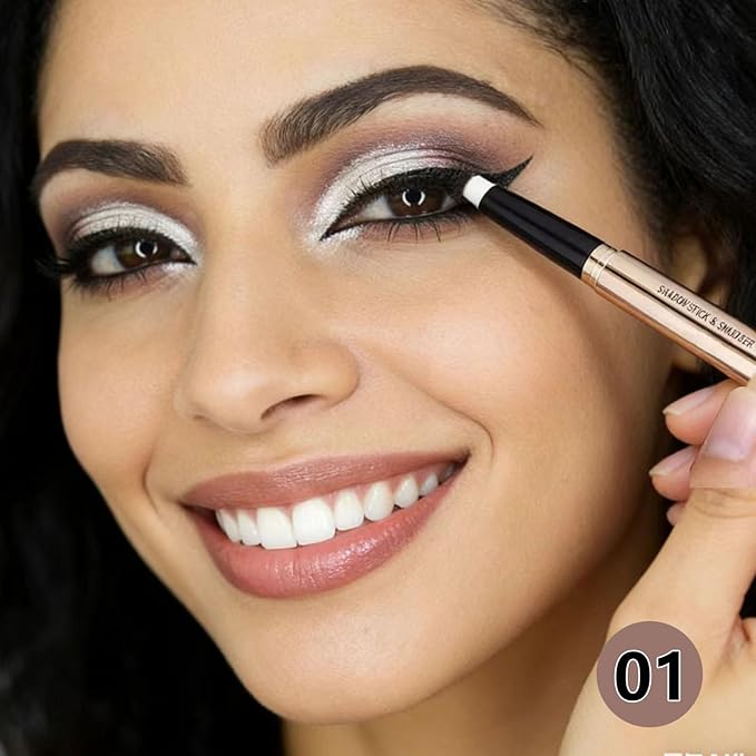 White Eyeshadow Stick white Eyeliner Pencil Makeup Cream Shimmer Smooth Glitter Eyeshadow Pencil Base Primer Hypoallergenic Waterproof Long Lasting Eye Shadow Highlighter Stick 01