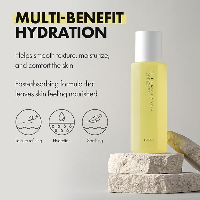 The First Rosemary Serum - 4-in-1 Hydrating, Nourishing, Soothing and Exfoliating Face Serum - Lightweight and Non-Sticky Korean Skin Care for Fine Lines and Uneven Skin Tone 6.08 Fl Oz