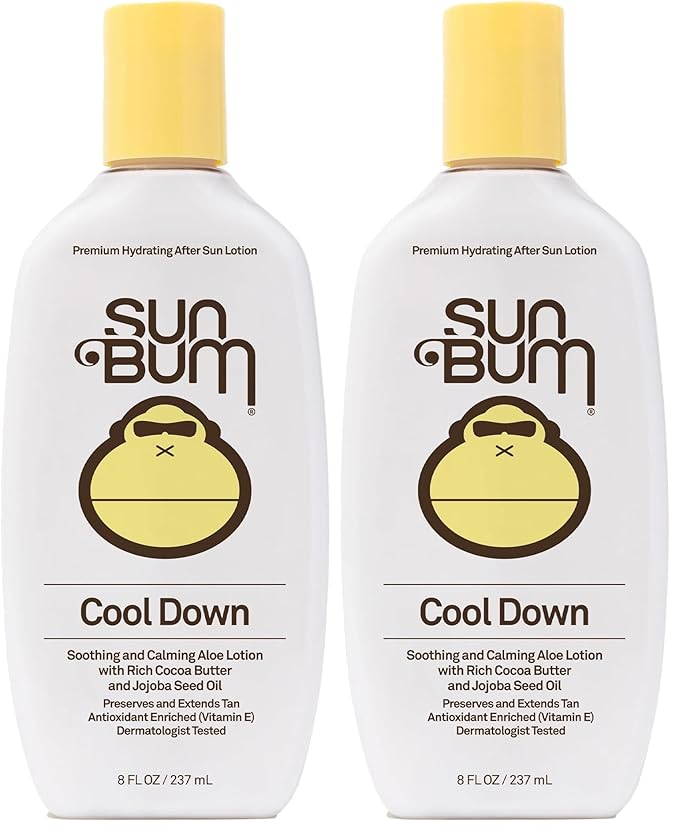 Sun Bum Cool Down Aloe Vera Lotion - Vegan After Sun Care with Cocoa Butter to Soothe and Hydrate Sunburn - 8 oz,(Pack of 2)