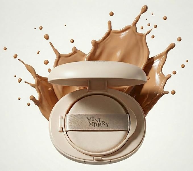 Minimerry Long Wear Cushion Foundation #25 TAN 13 g / 0.45 oz, Matte Finish Korean Makeup, Full Coverage & Semi Matte, 5 Shades for All Skin Tones