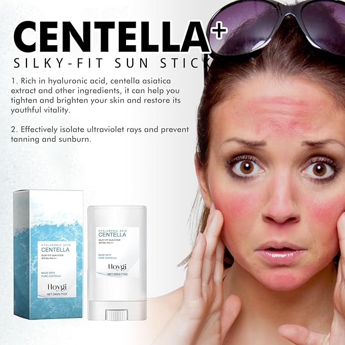 Hyaluronic Acid Sunscreen Stick – Reef-Safe SPF 50 Mineral Sunscreen for Face & Body, Hydrating Sunblock with Centella & Beeswax for Sensitive Skin (3)