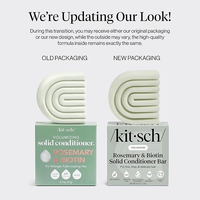 Kitsch Rosemary & Biotin Volumizing Hair Conditioner Bar for Hair Growth & Thickening – Hydrating & Cleansing Hair Conditioner for Women & Men - Paraben, Silicone & Sulfate Free - 2.7 oz