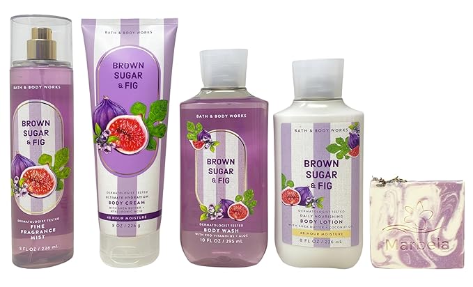 Bath & Body Works Brown Sugar & Fig Fine Fragrance Mist, Ultimate Hydration Body Cream, Body Wash and Body Lotion with a Lavender Dream Bar Soap
