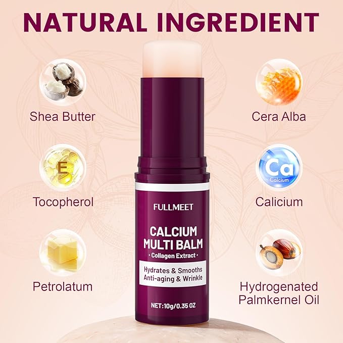 Calcium Multi Balm Stick, Calcium Volume Multi Balm, Easy-to-control Collagen Moisturing Stick, Anti-aging, Firming, Hydrating, Multi-Purpose Skin Care for Face, Eyes, Neck, 10g